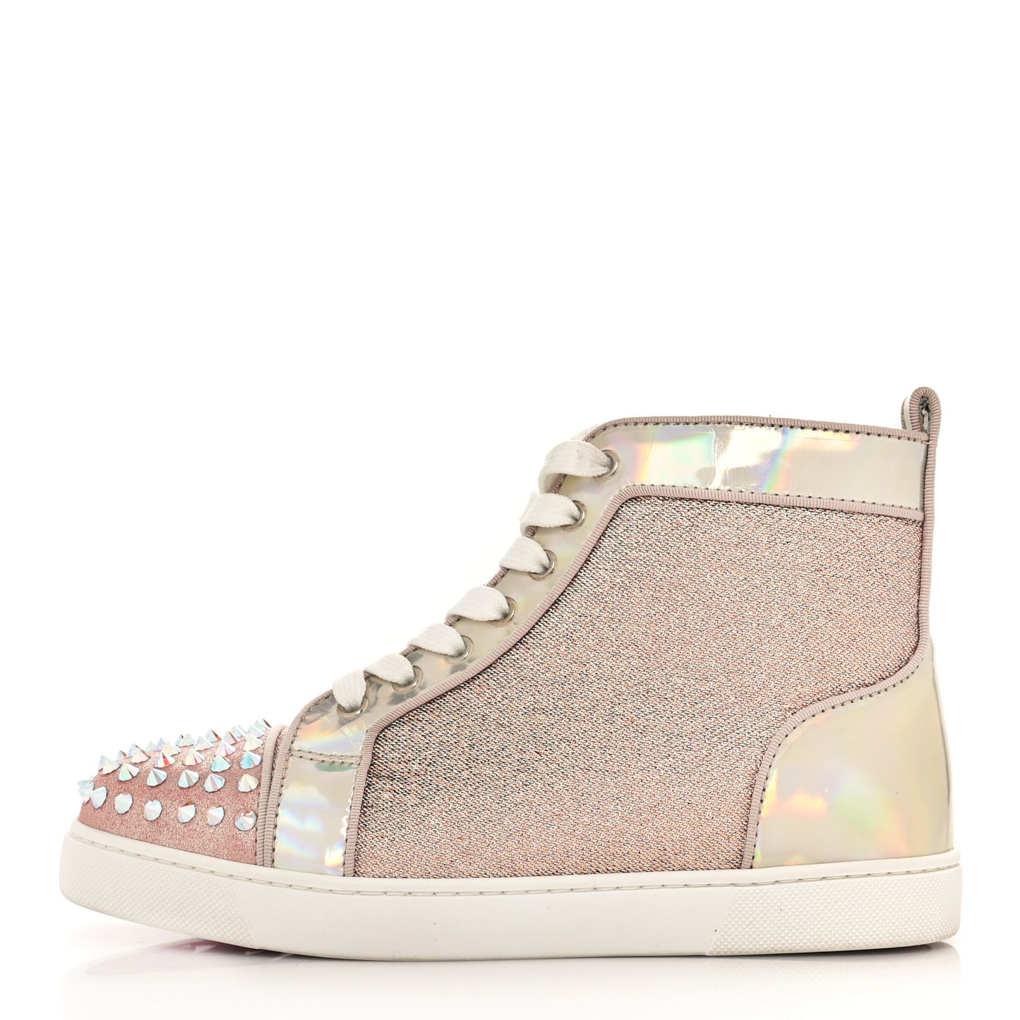 Lurex Specchio Suede Spikes Krystal Louis Flat Sneakers 37.5 Nude