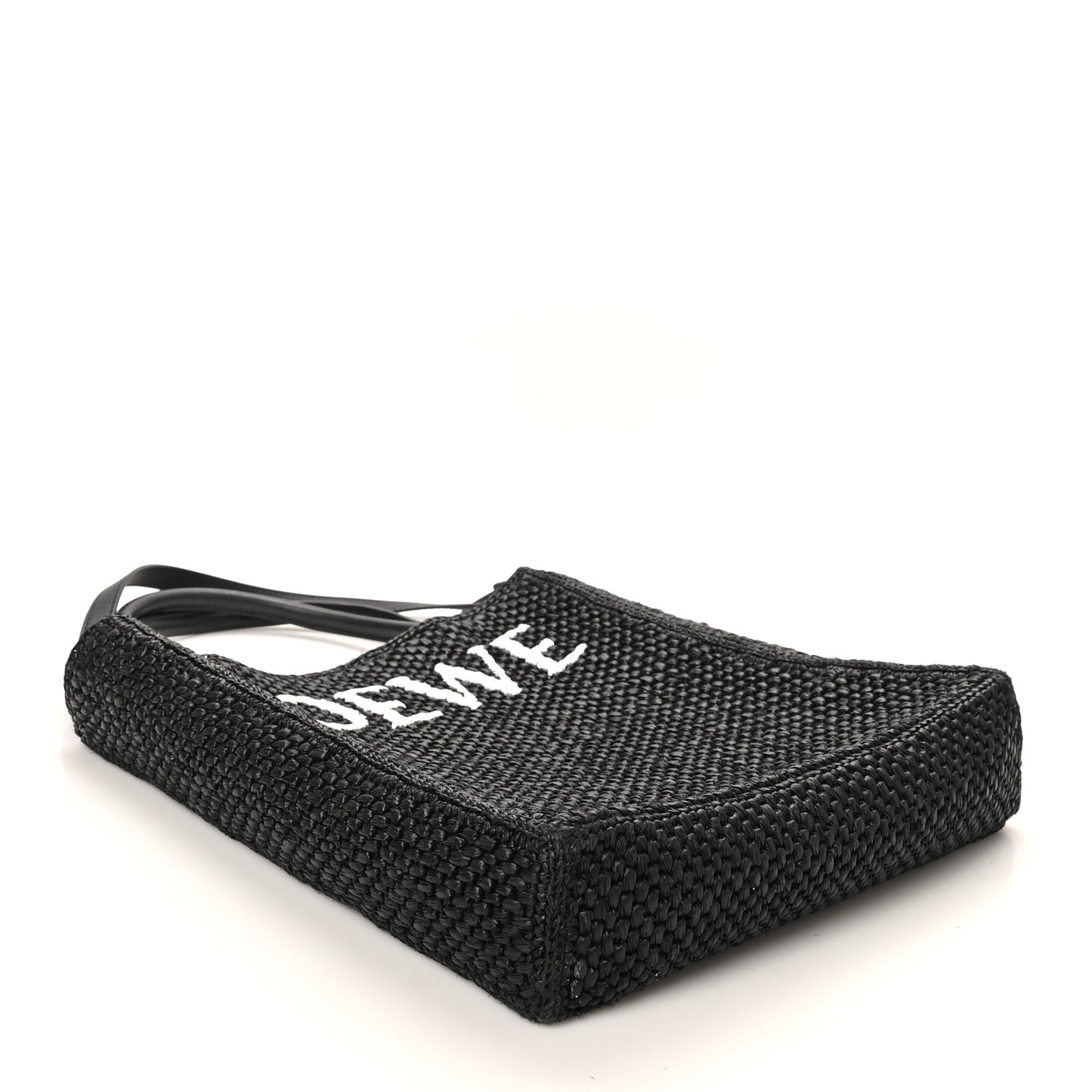 Raffia Calfskin Standard A4 Tote Bag Black