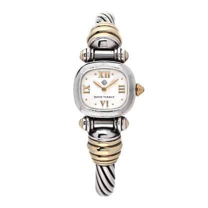 David Yurman Sterling Silver 14K Yellow Gold Mother of Pearl 21mm Classic Cable Quartz Watch 1 of 4