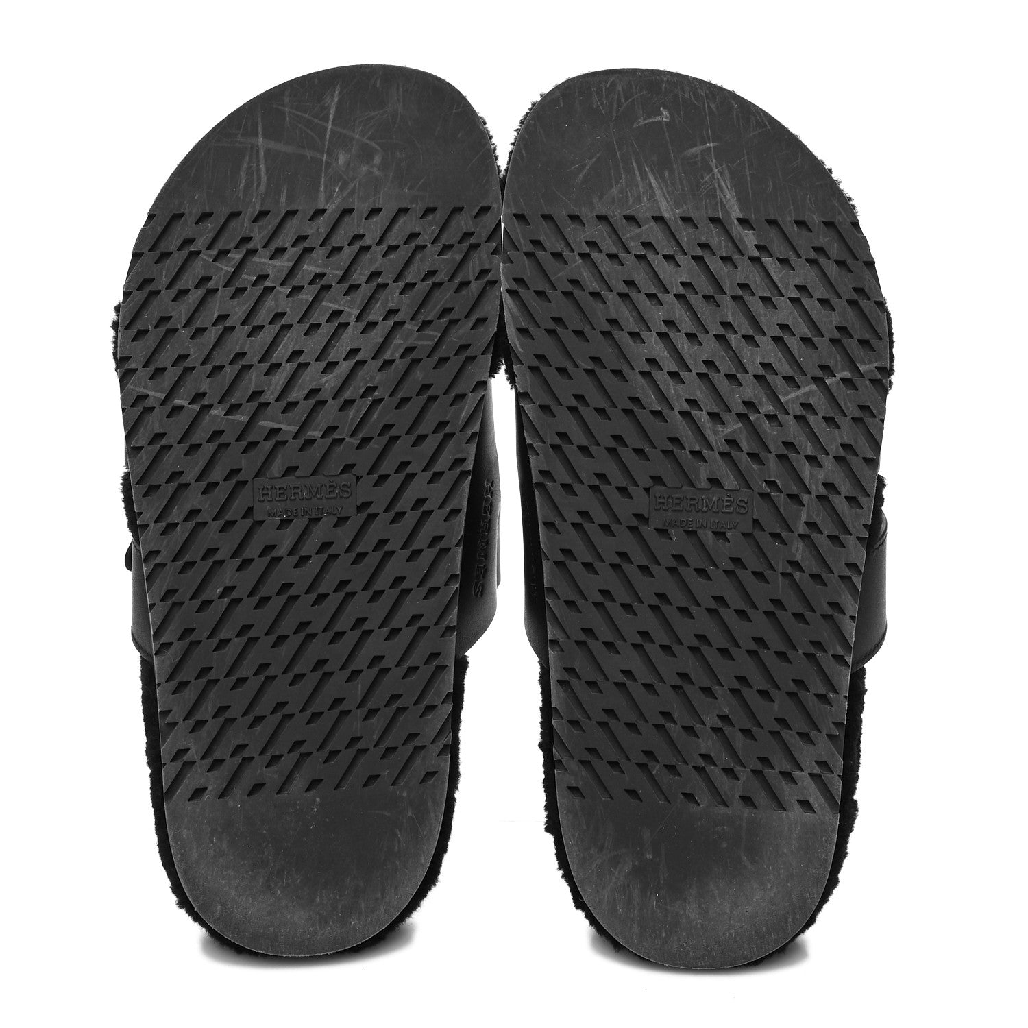 Hermes Calfskin Woolskin Womens Chypre Sandals 36 Black 5 of 9