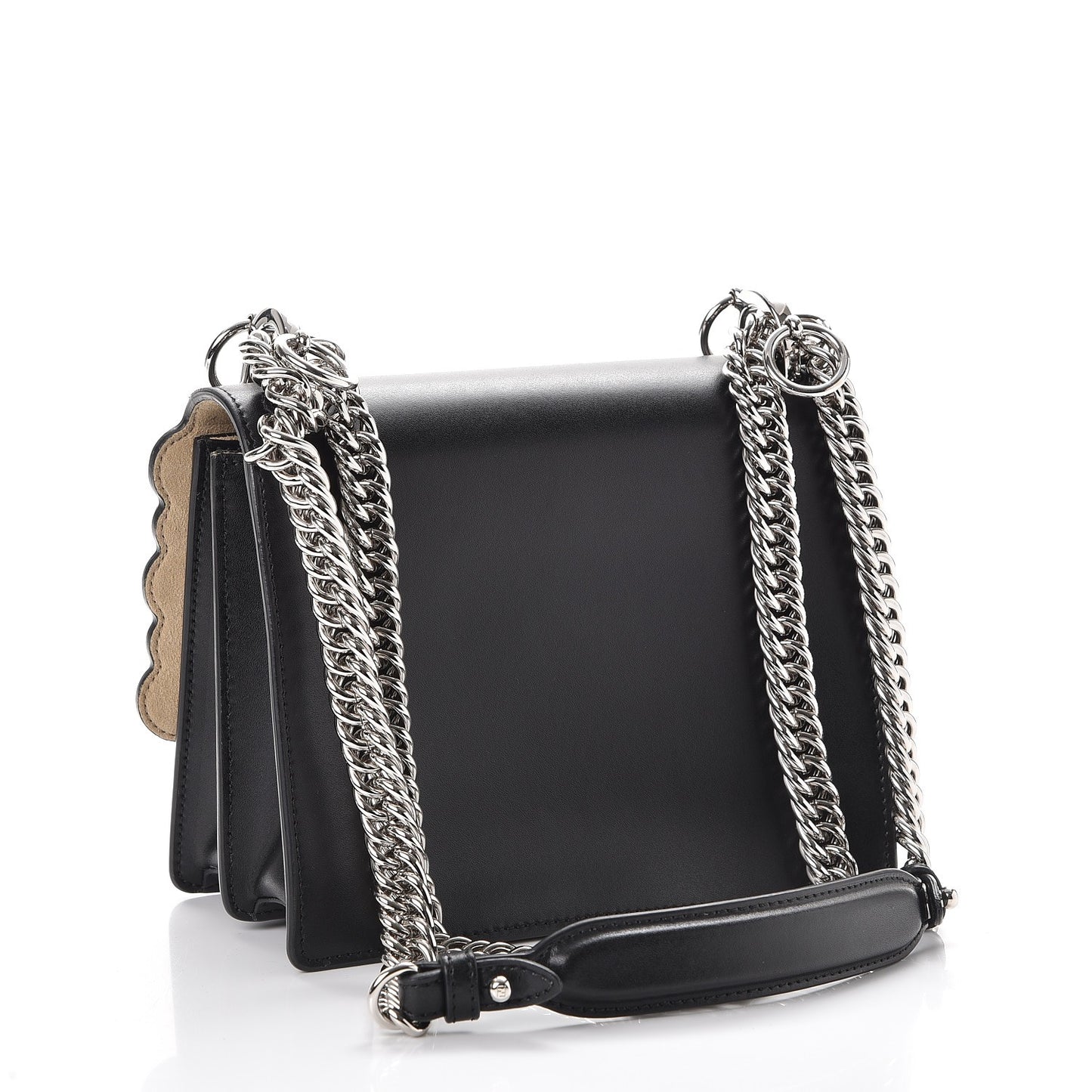 Vitello Liberty Pearl Scalloped Studded Small Kan I Shoulder Bag Black