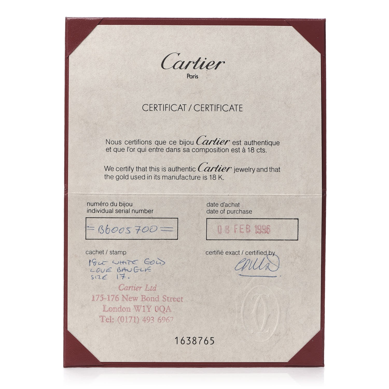 Cartier 18K White Gold LOVE Bracelet 17 7 of 8