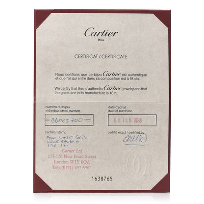 Cartier 18K White Gold LOVE Bracelet 17 7 of 8