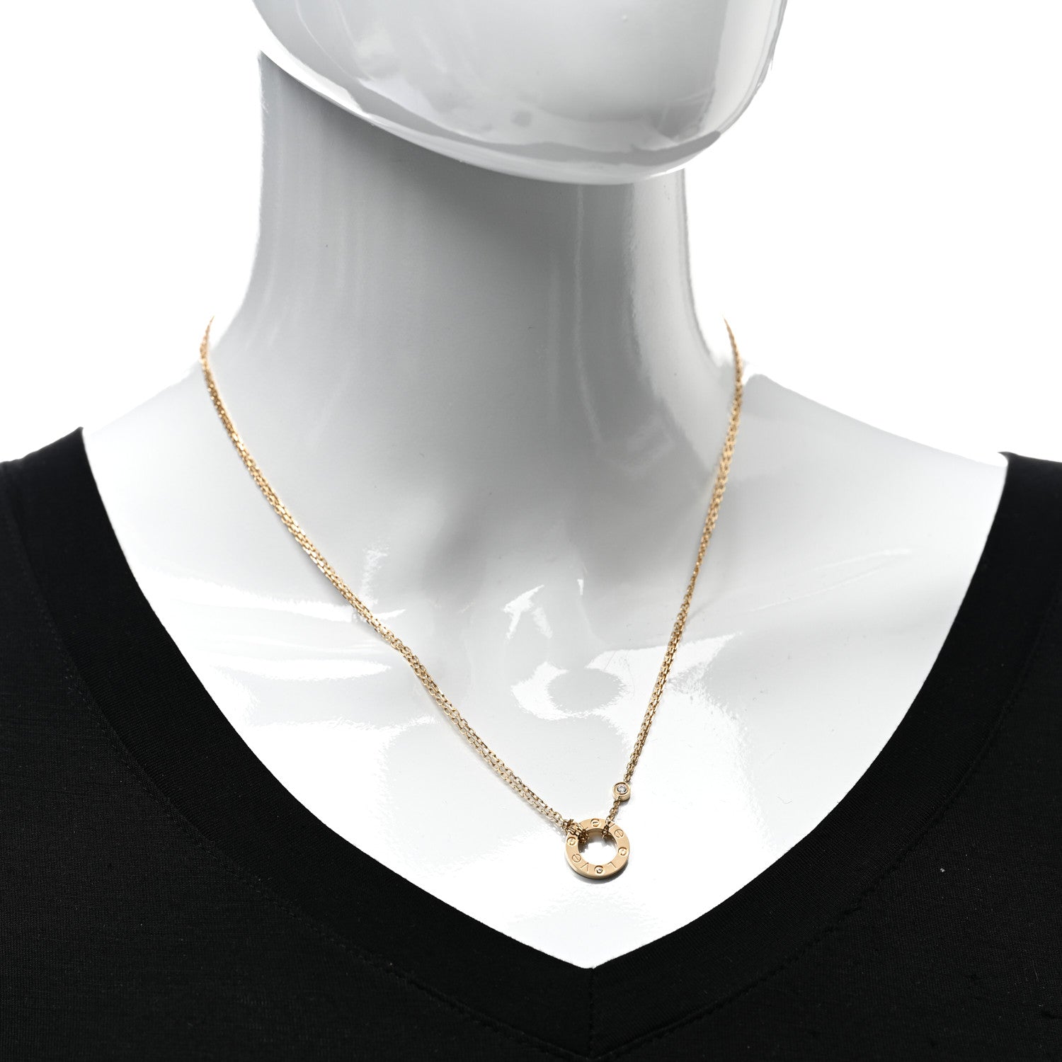 Cartier 18K Yellow Gold 2 Diamond LOVE Necklace 2 of 5