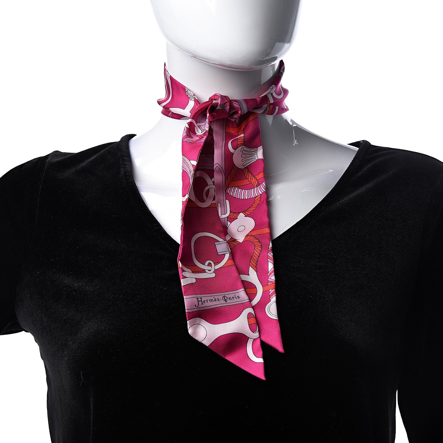 Hermes Silk Panoplie Equestre Twilly Fuchsia Rose Rouge 2 of 5