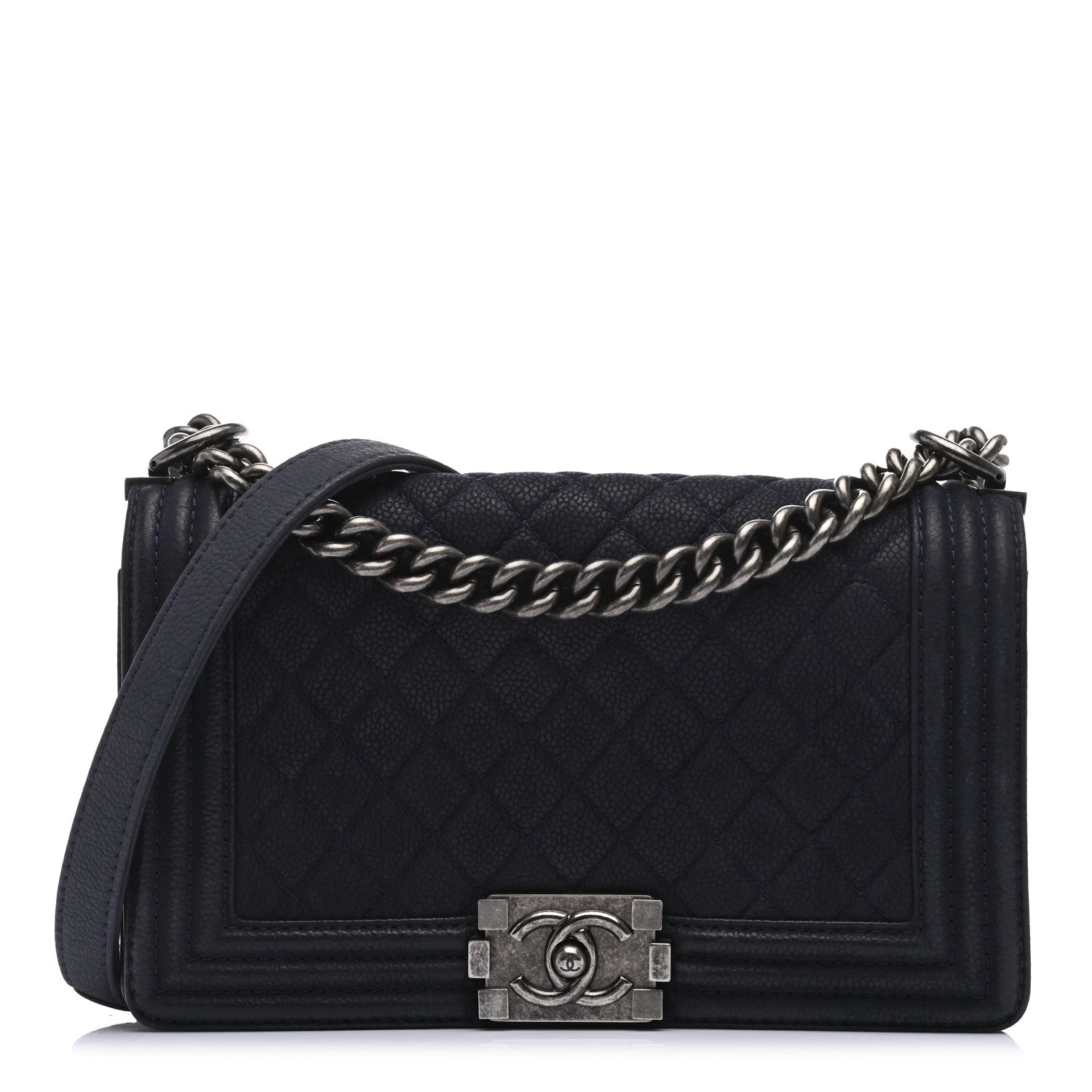 Chanel Iridescent Caviar Quilted Medium Boy Flap Dark Blue 1 of 9