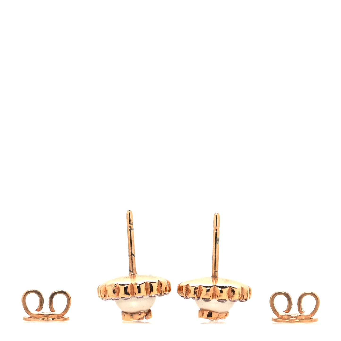 Metal Crystal Double G Flower Stud Earrings Rose Gold