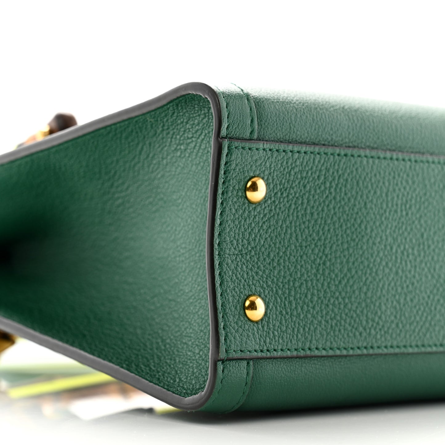 Wonka Grain Calfskin Small Diana Tote Bag Green Yellow Fluo
