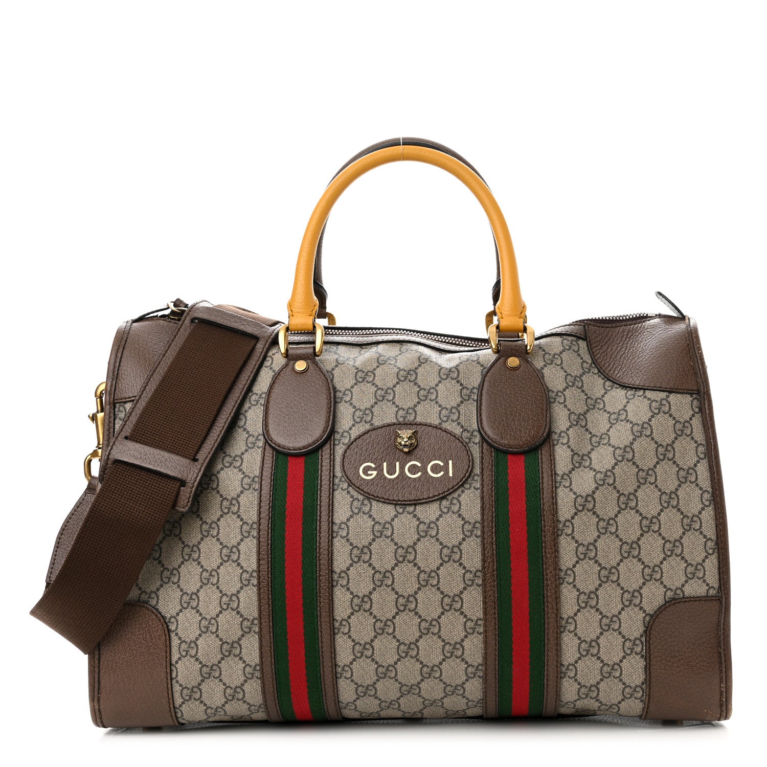 Gucci Soft GG Supreme Monogram Web Neo Vintage Duffle Bag Beige New Acero Crop 1 of 19
