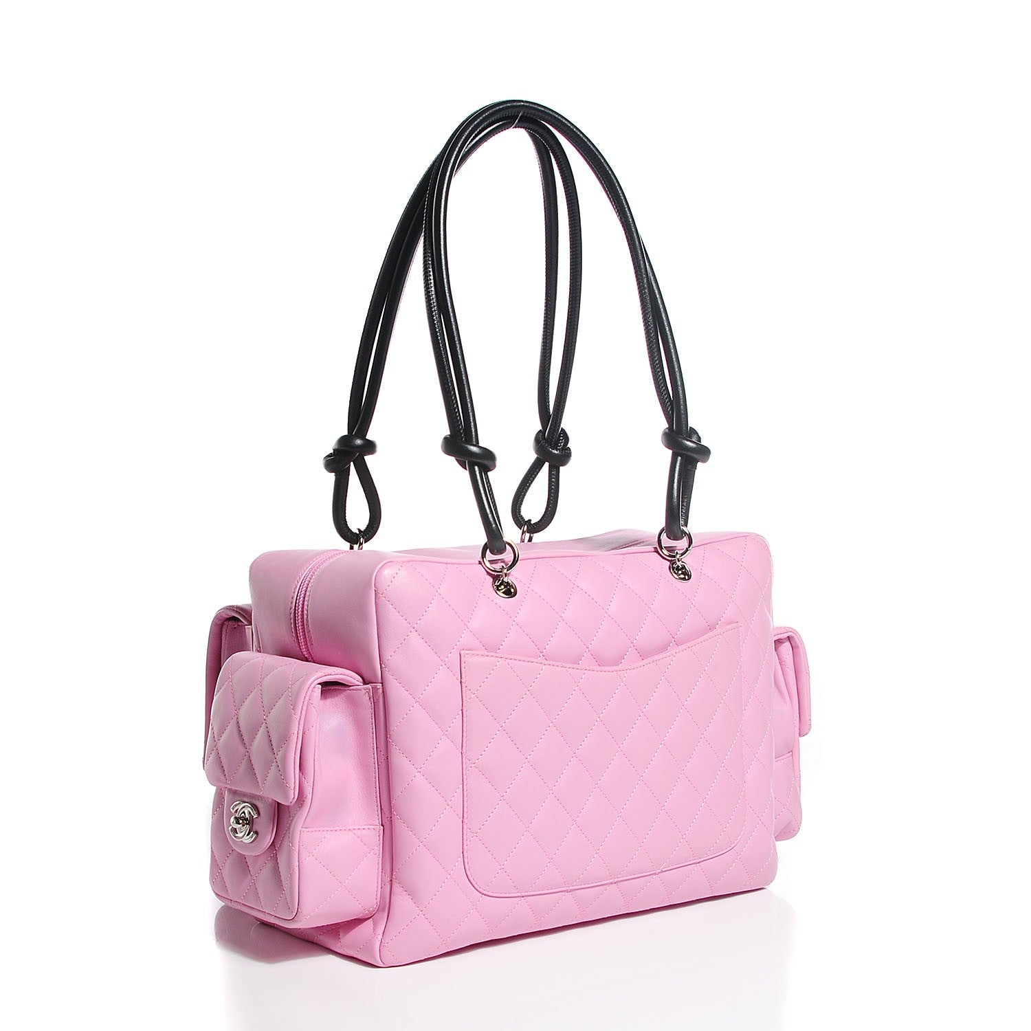 Chanel Calfskin Quilted Large Cambon Multipocket Reporter Pink Black 3 of 7