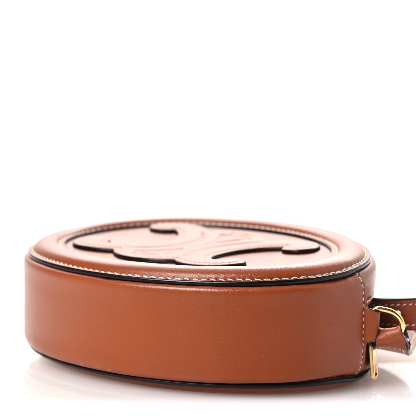 Smooth Calfskin Cuir Small Triomphe Oval Crossbody Purse Tan