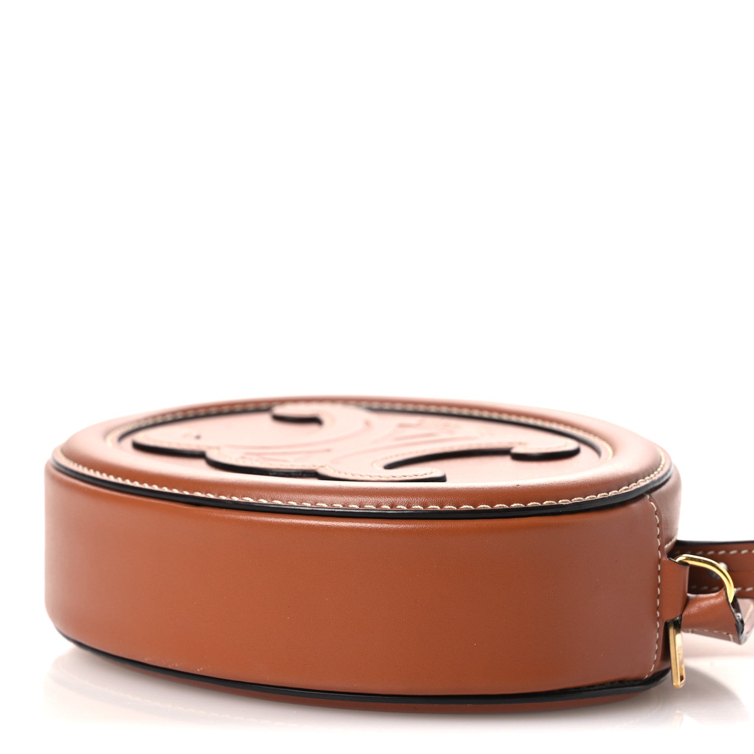 Celine Smooth Calfskin Cuir Small Triomphe Oval Crossbody Purse Tan 10 of 14