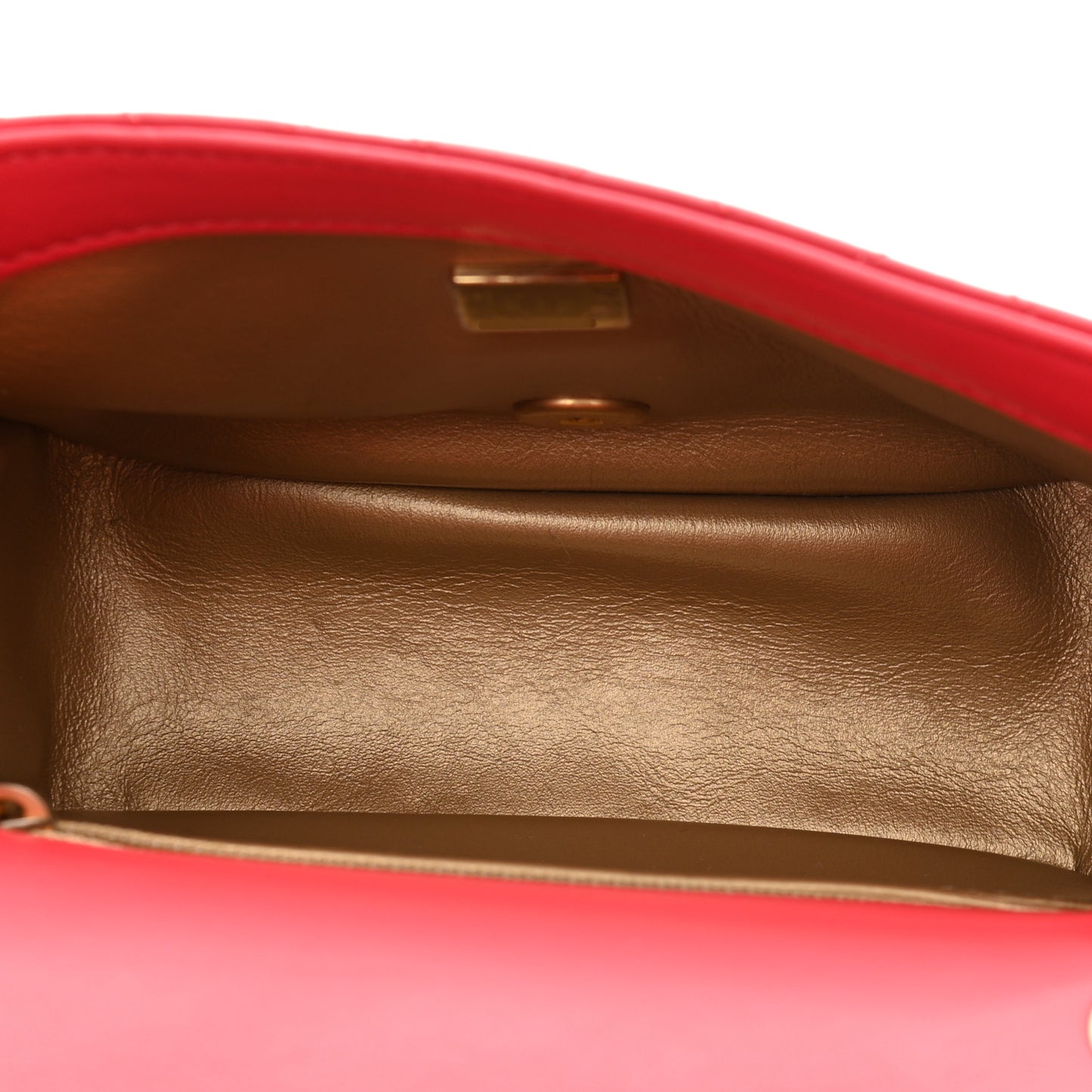 Lambskin Quilted Mini Pearl Crush Flap Red