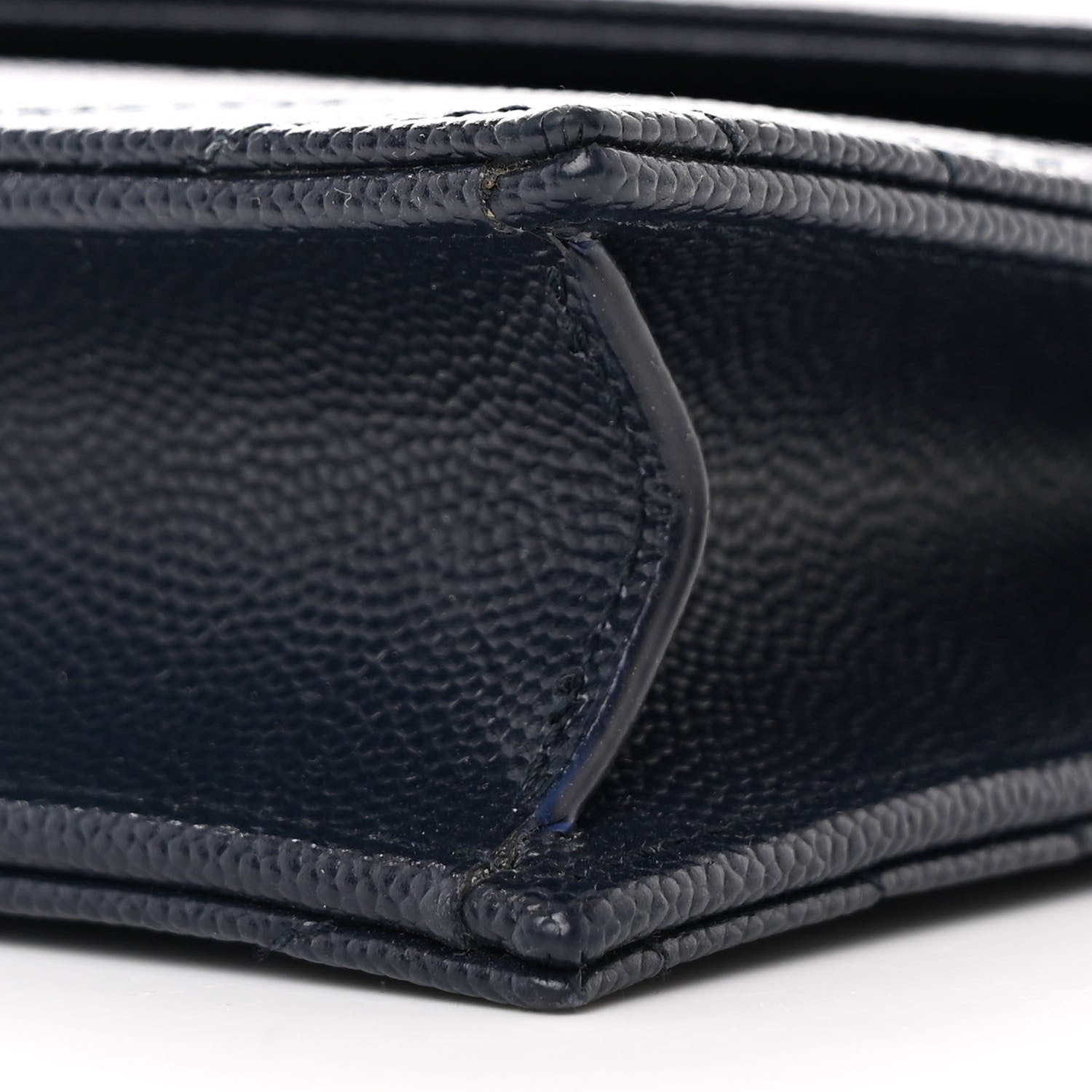 Saint Laurent Grain De Poudre Matelasse Chevron Monogram Envelope Chain Wallet Navy 10 of 12