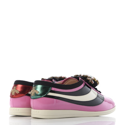 Gucci Patent Calfskin Crystal Womens Web Falacer Sneakers 36 Pink 4 of 8