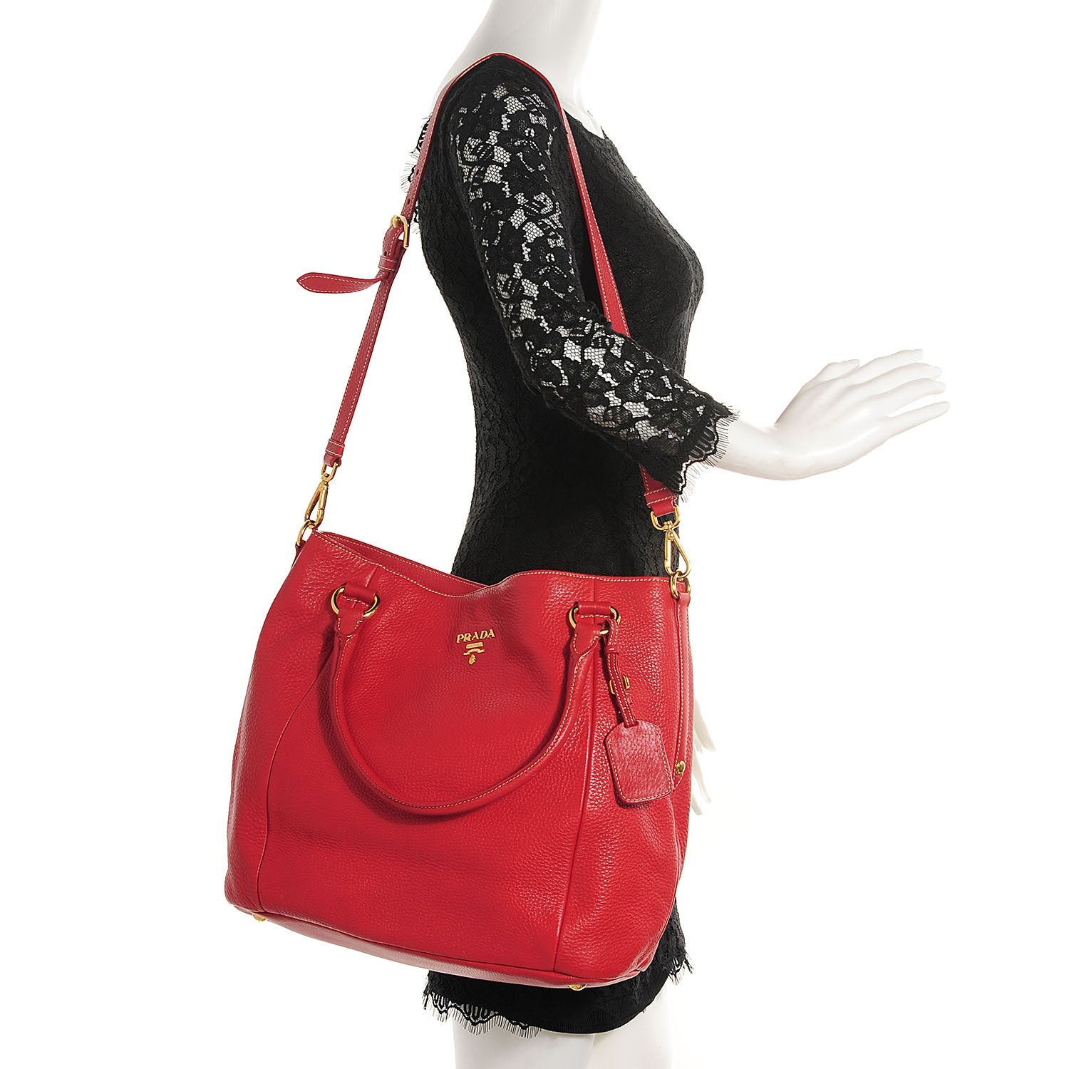 Prada Vitello Daino Tote Fuoco 2 of 11