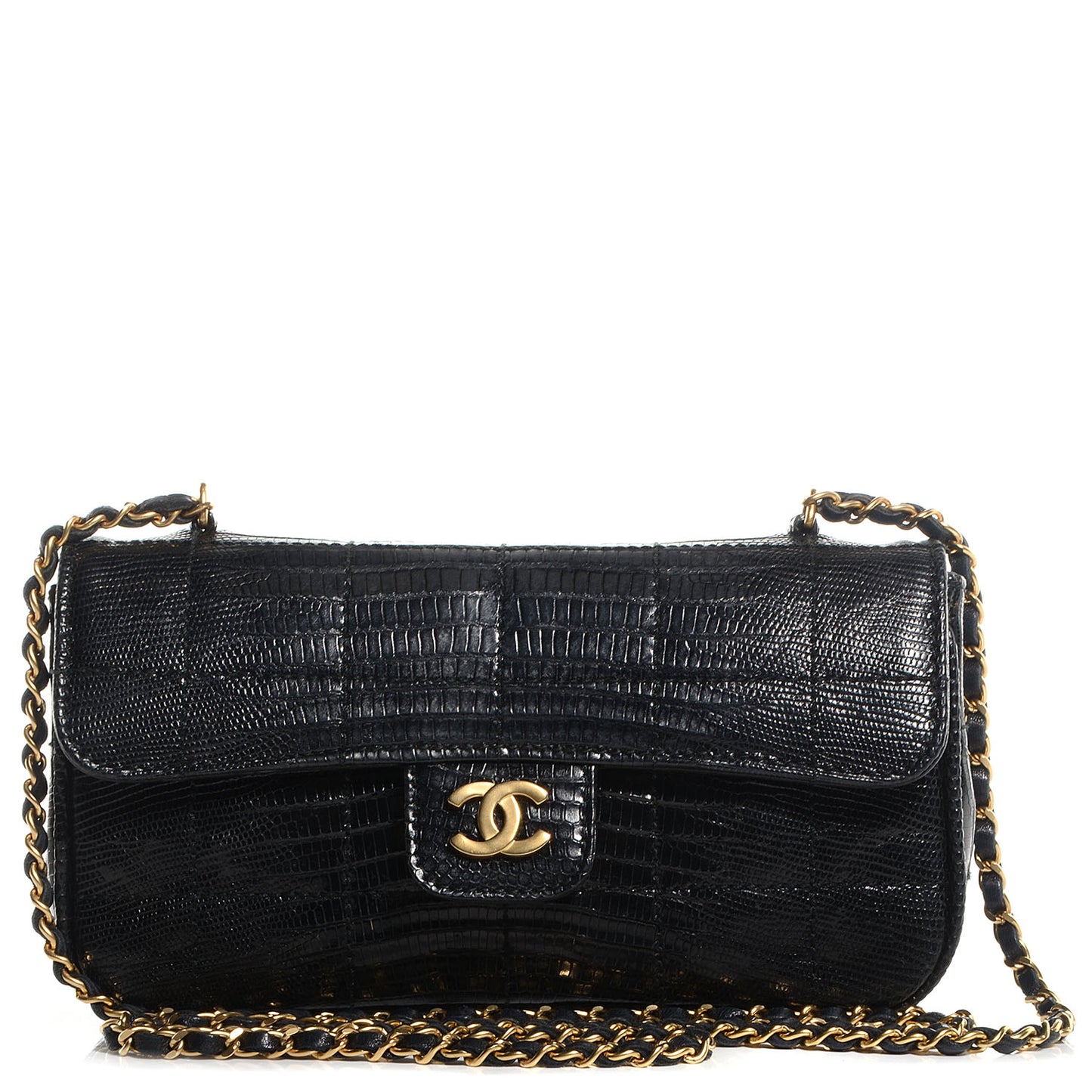Lizard Square Quilted Extra Mini Flap Black