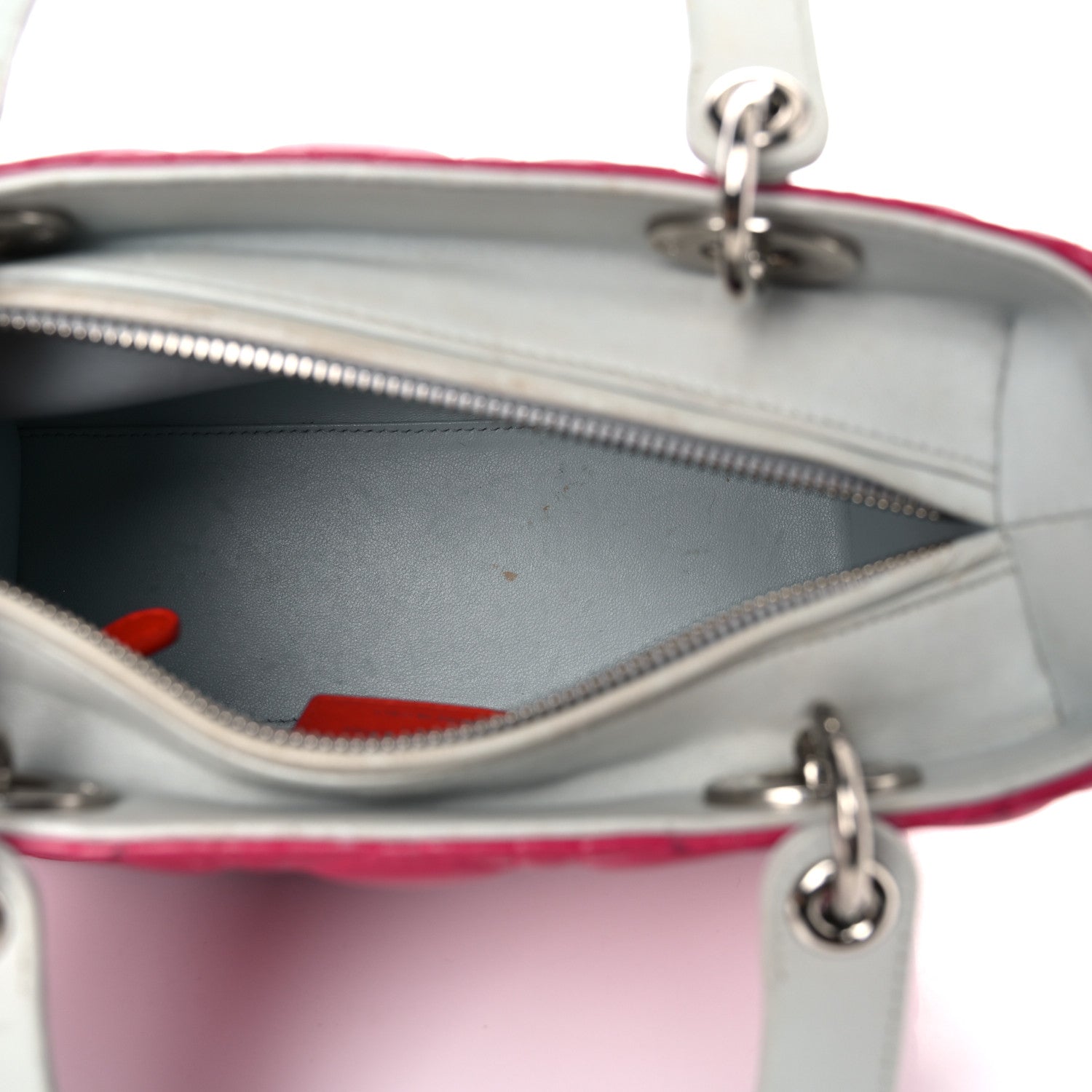Christian Dior Lambskin Cannage Medium Tri-Color Lady Dior Fuchsia Orange 11 of 37