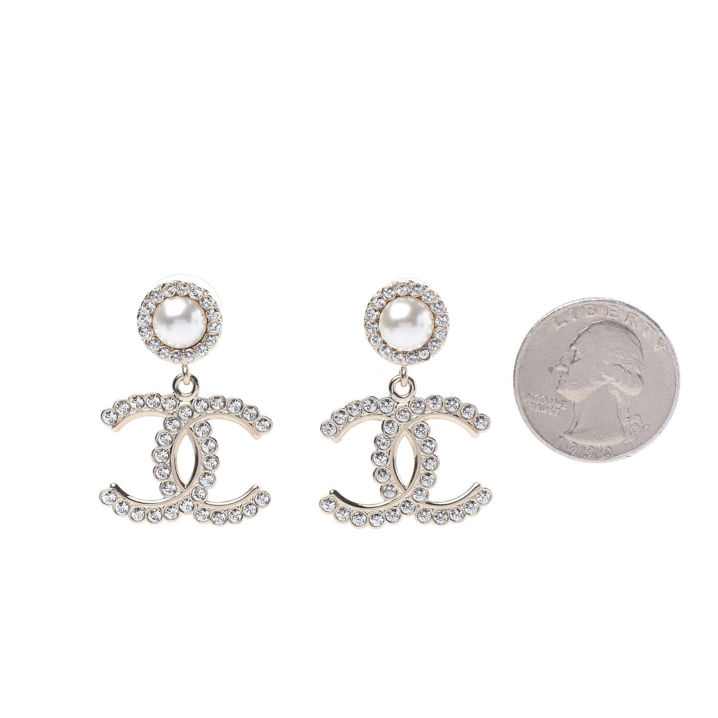 Crystal Pearl Bow-tiful CC Drop Earrings Gold