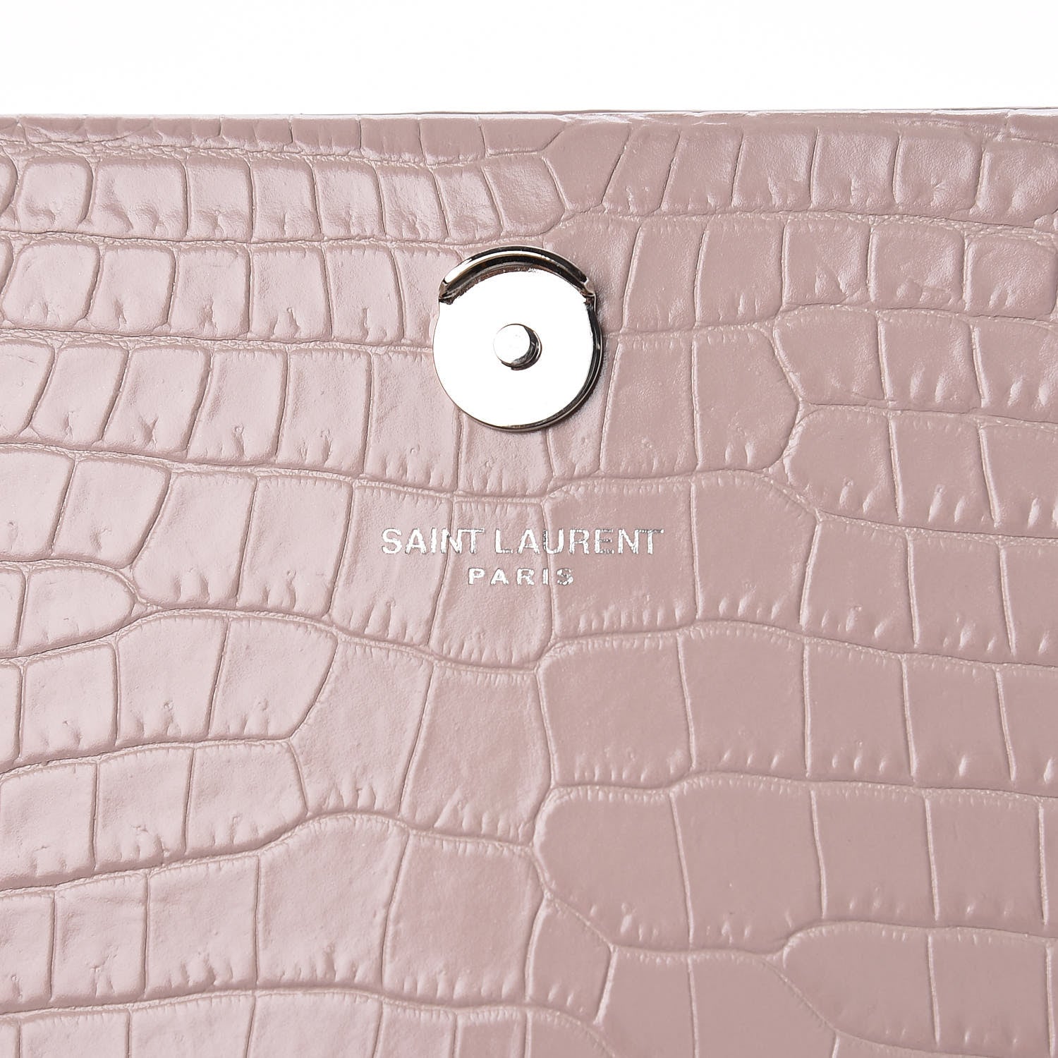 Saint Laurent Calfskin Crocodile Embossed Medium Classic Monogram Kate Tassel Satchel Powder Pink 6 of 11