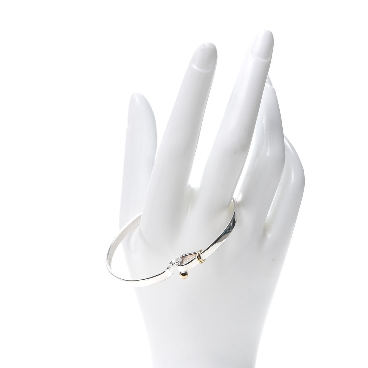 Sterling Silver 18K Yellow Gold Hook Eye Bangle Bracelet