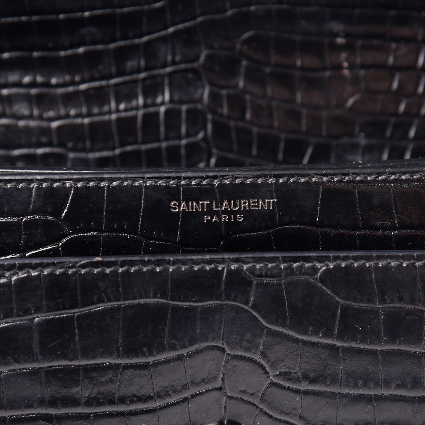 Calfskin Crocodile Embossed Medium Monochrome Monogram Sunset Black