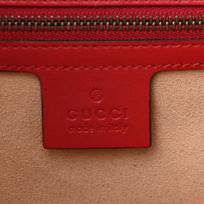 Gucci Calfskin Matelasse Sylvie Web Small GG Marmont Top Handle Shoulder Bag Hibiscus Red 6 of 13