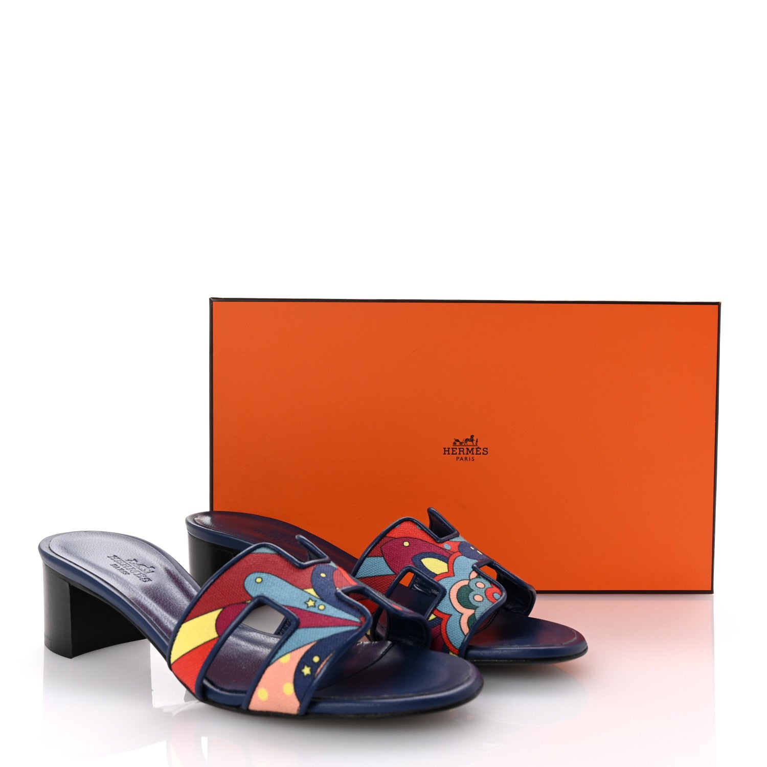 Hermes Canvas Faubourg Rainbow Oasis Sandals 35 Multicolore Bleu Maritime 10 of 10