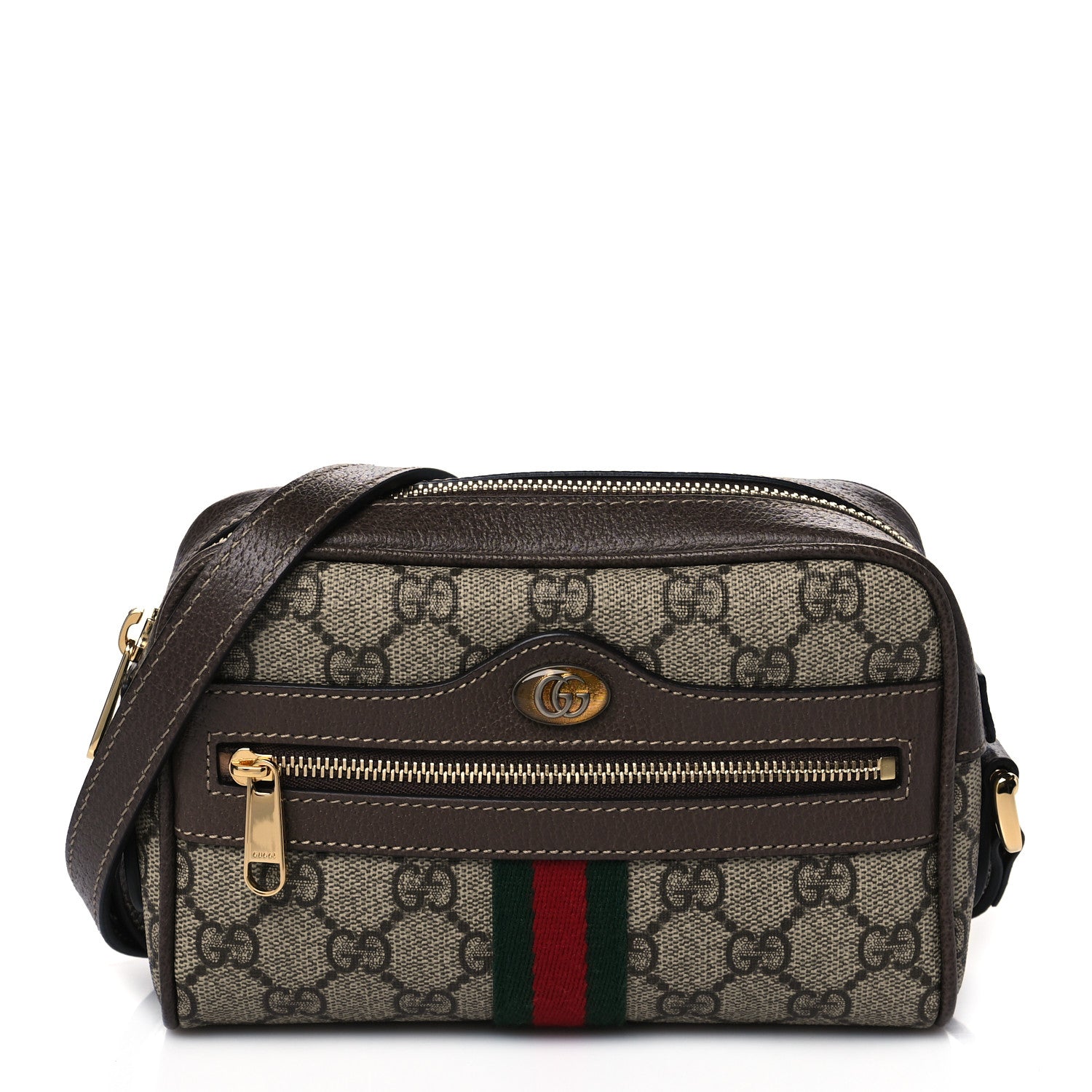 Gucci GG Supreme Monogram Web Mini Ophidia Shoulder Bag Brown 1 of 11