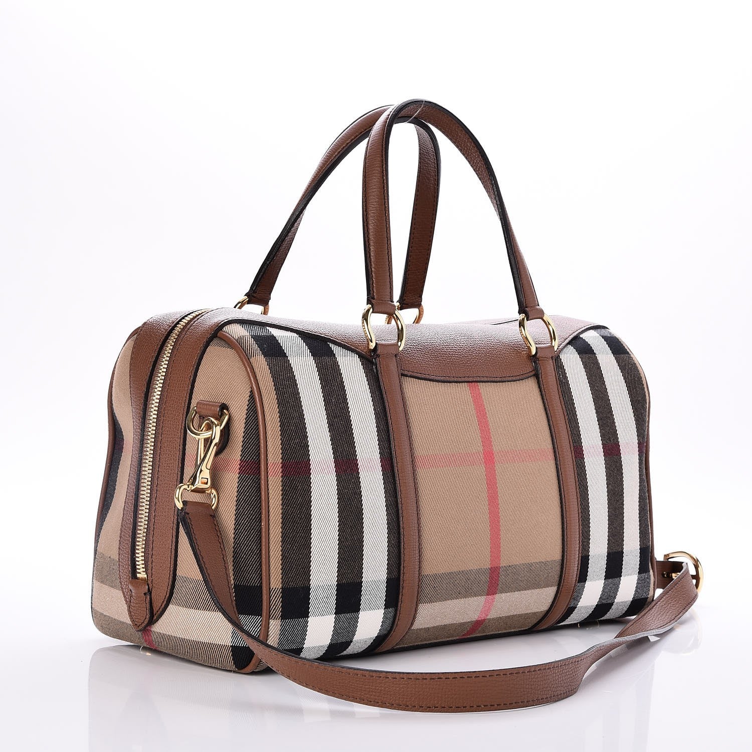 Burberry House Check Derby Calfskin Medium Alchester Bowling Bag Tan 4 of 10