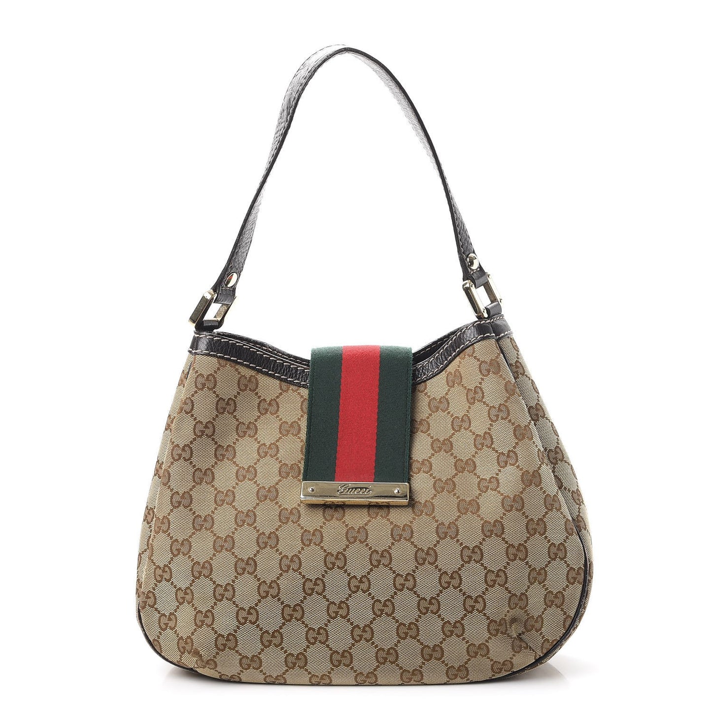 Monogram Medium New Ladies Web Hobo Dark Brown