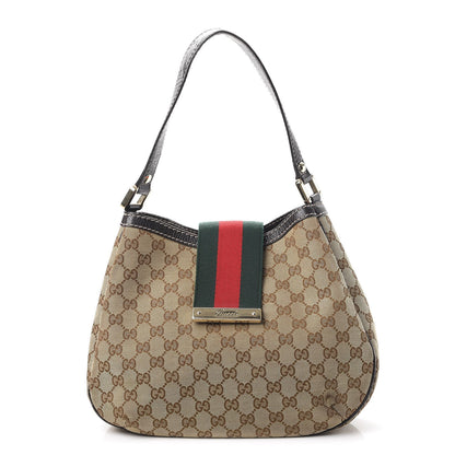 Gucci Monogram Medium New Ladies Web Hobo Dark Brown 1 of 14