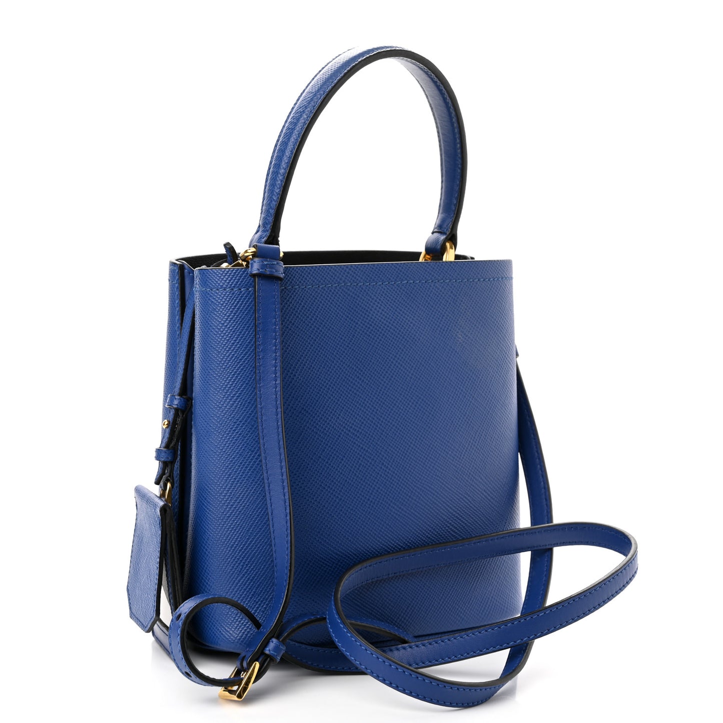 Saffiano Cuir Calfskin Small Panier Bucket Bag Inchiostro Black