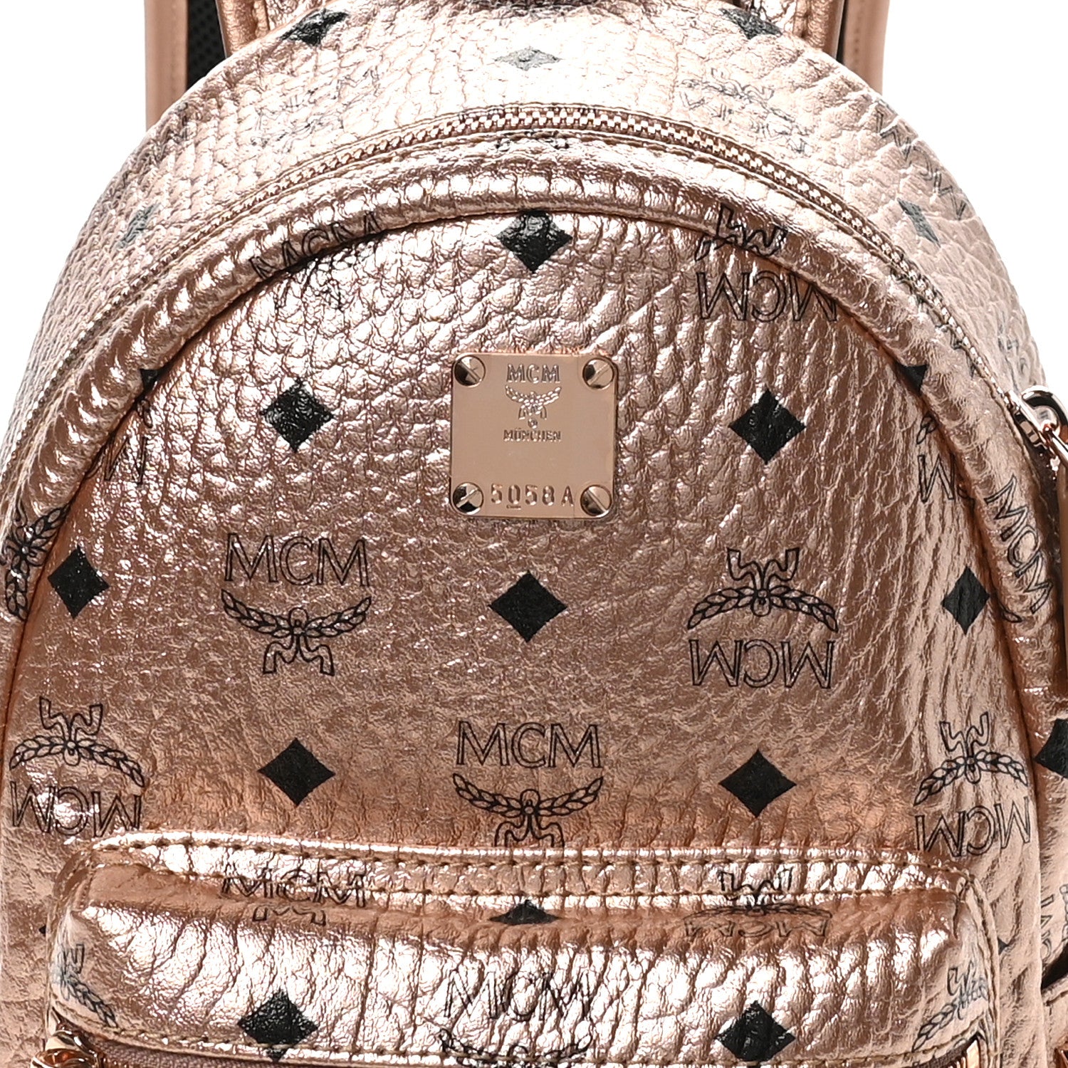 MCM Metallic Visetos Mini Side Stud Stark Backpack Champagne Gold 7 of 9