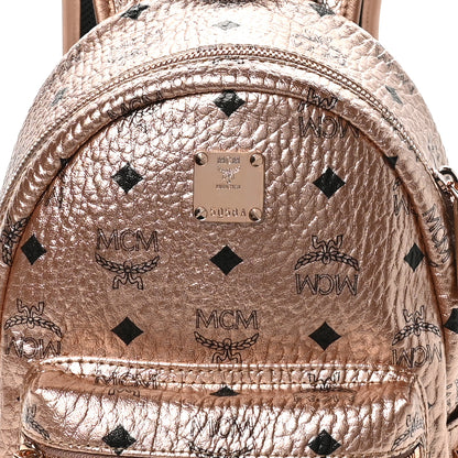 MCM Metallic Visetos Mini Side Stud Stark Backpack Champagne Gold 7 of 9