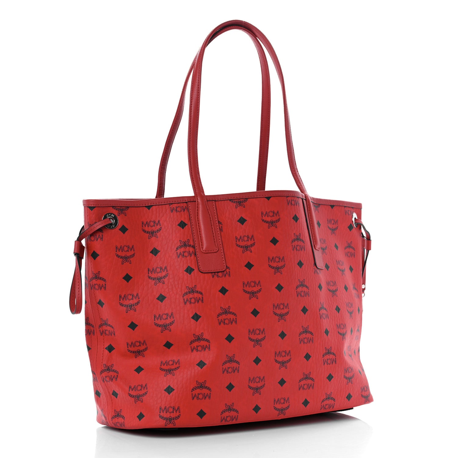 MCM Visetos Medium Liz Reversible Shopper Tote Candy Red 3 of 12