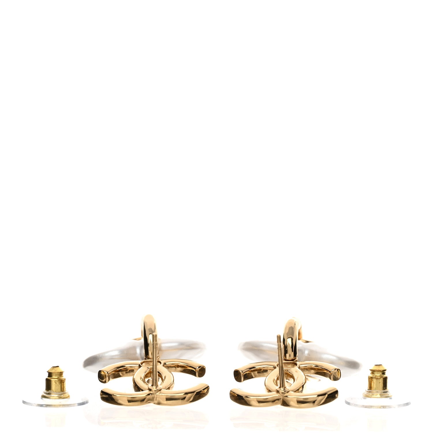 Chanel Pearl CC Heart Drop Earrings Gold 4 of 5
