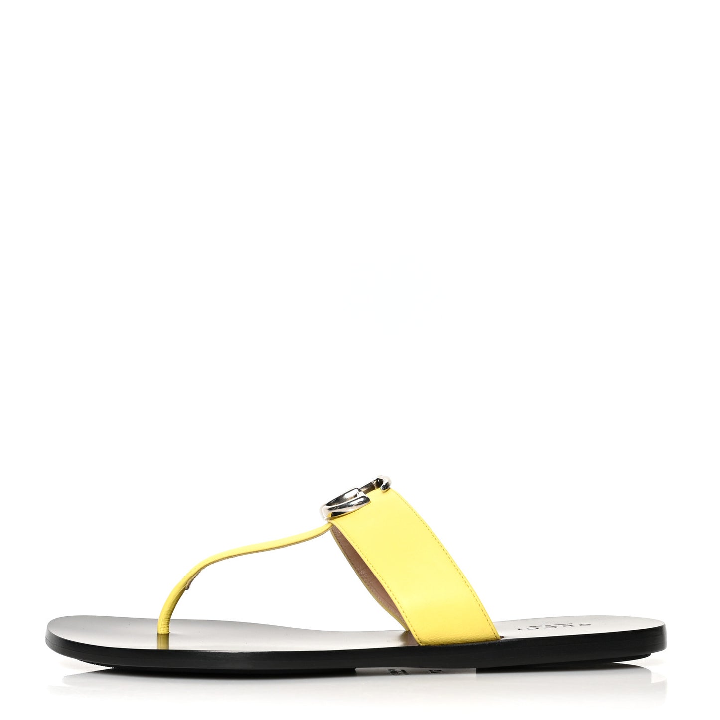Calfskin GG Marmont Thong Sandals 37 Banana