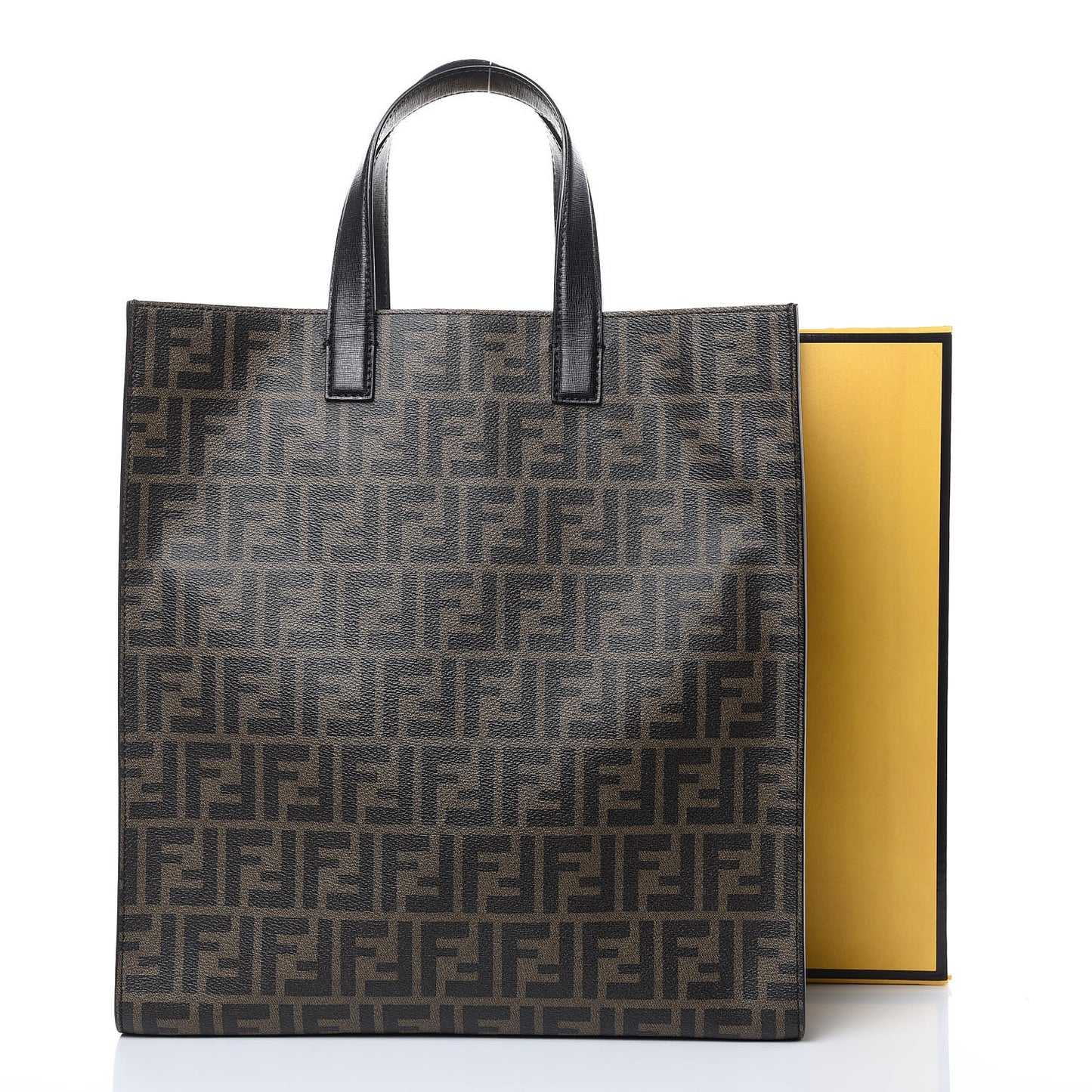 Zucca Spalmati Vitello Elite Shopping Tote Tobacco Black