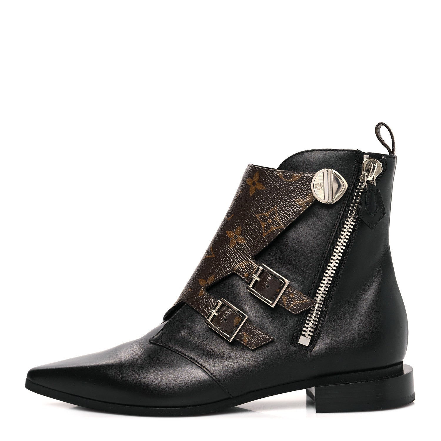 Louis Vuitton Calfskin Monogram Jumble Flat Ankle Boots 37 Black 1 of 7