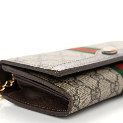 Gucci GG Supreme Monogram Web Ophidia Wallet On Chain Brown 9 of 11