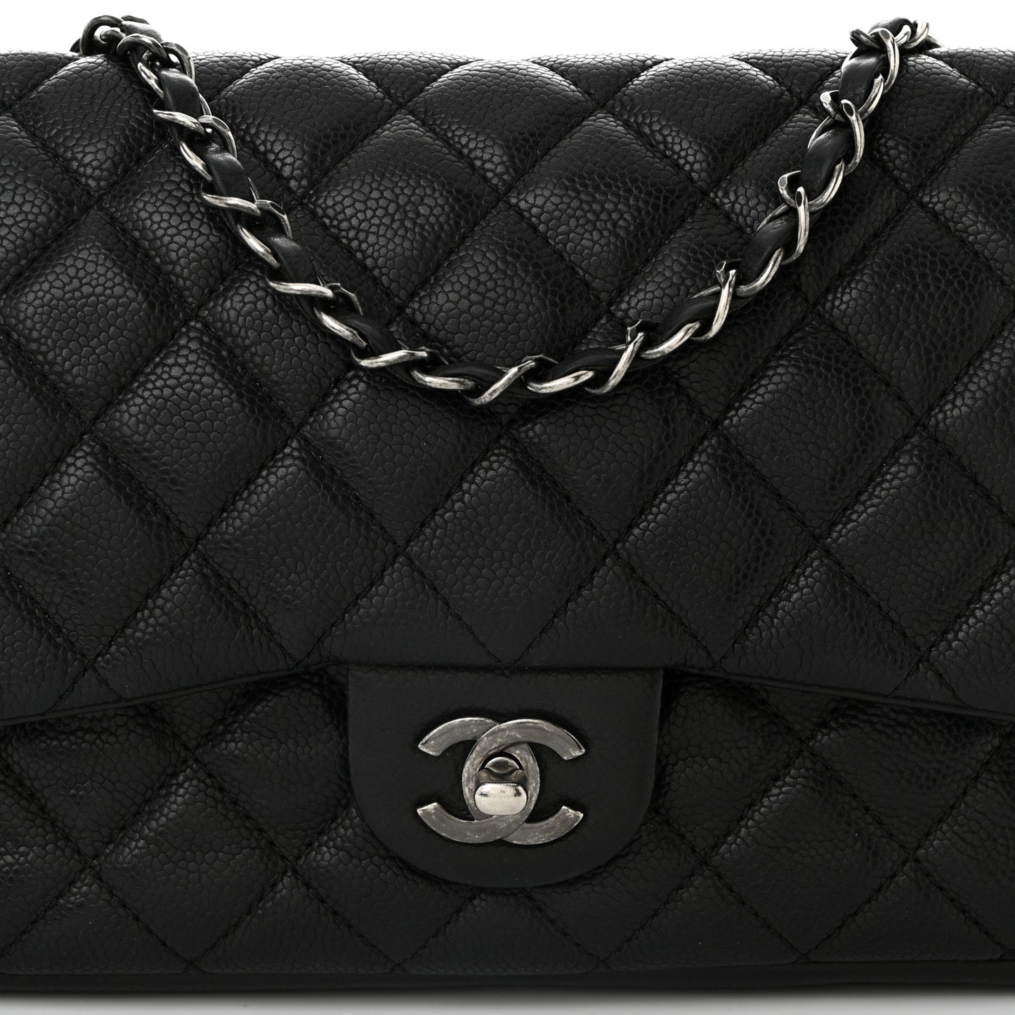 Caviar Quilted Large Now and Forever Flap Black