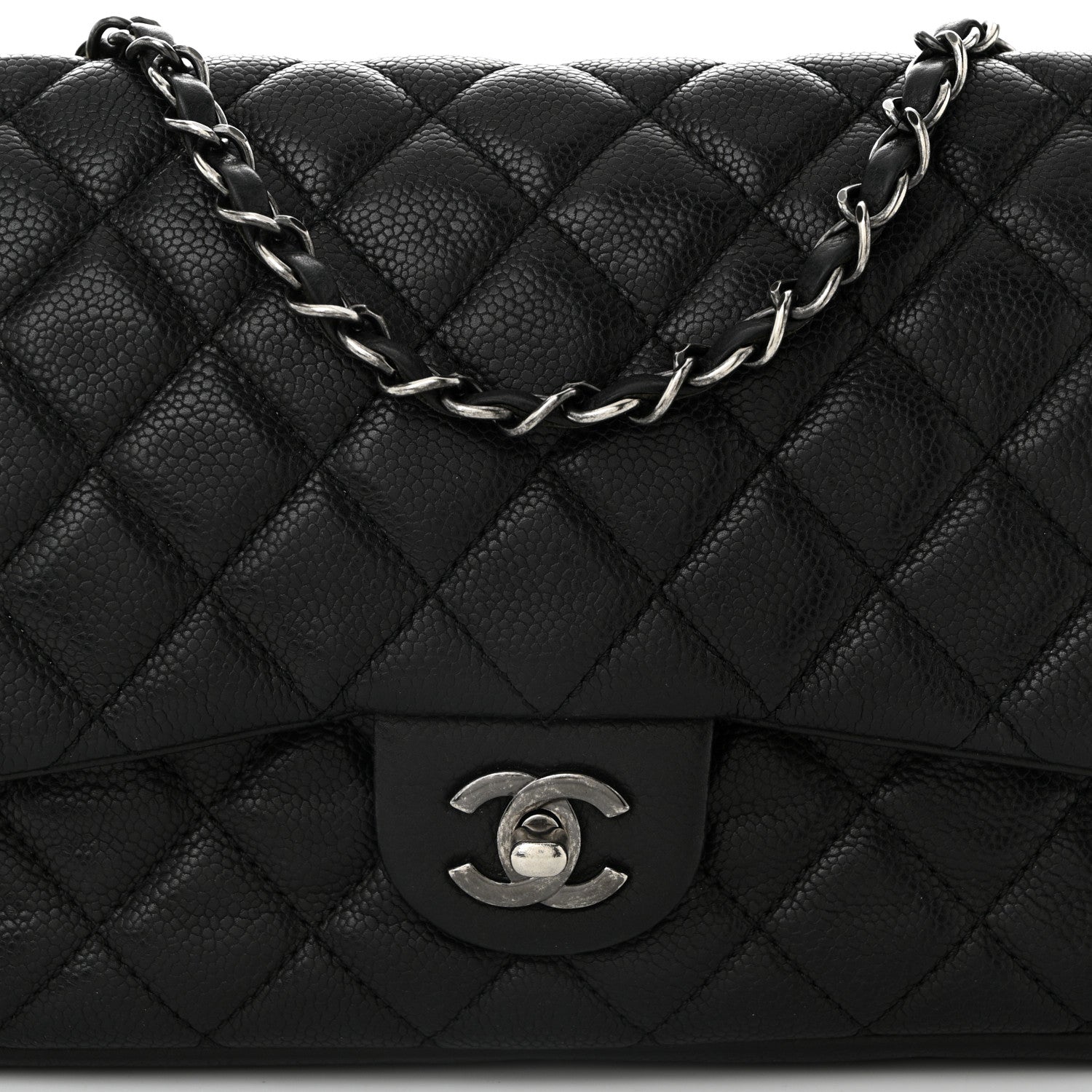 Chanel Caviar Quilted Large Now and Forever Flap Black 8 of 10