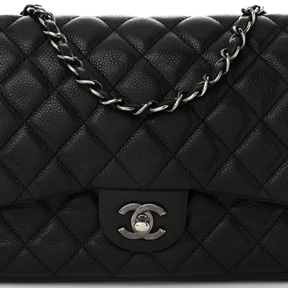 Chanel Caviar Quilted Large Now and Forever Flap Black 8 of 10