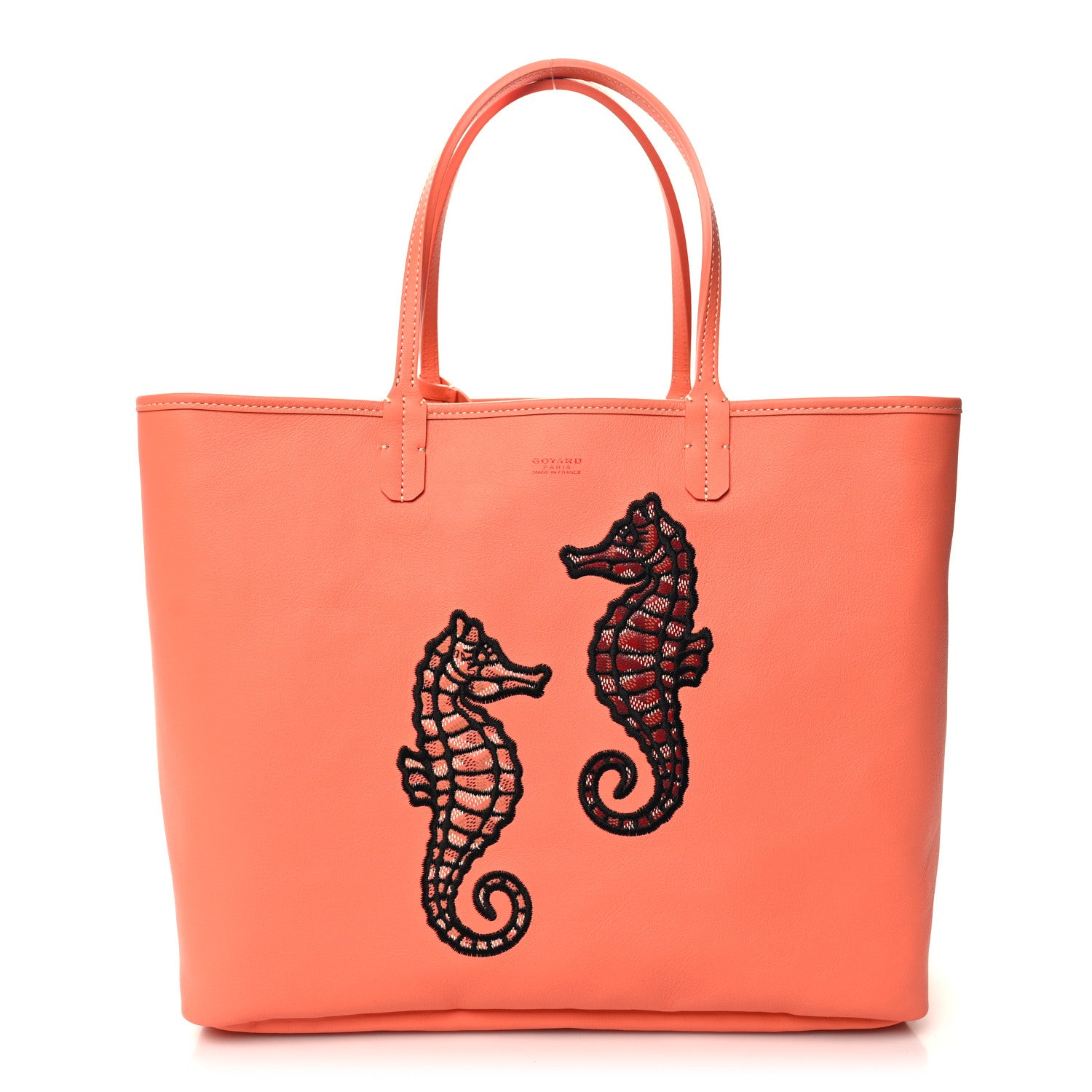 Goyard Goyardine Embroidered Seahorse Reversible Anjou PM Coral 11 of 16