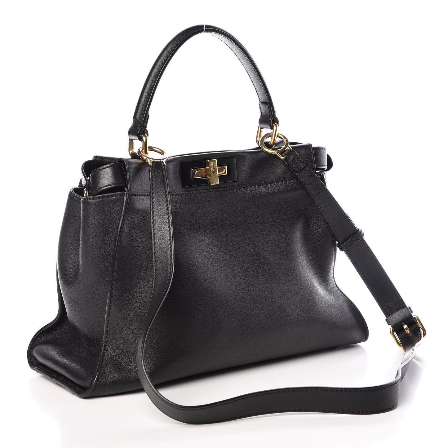 Vitello Seta Shiny Nappa Medium Peekaboo Iconic Satchel Black