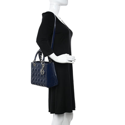Christian Dior Patent Cannage Medium Lady Dior Navy Blue 2 of 14