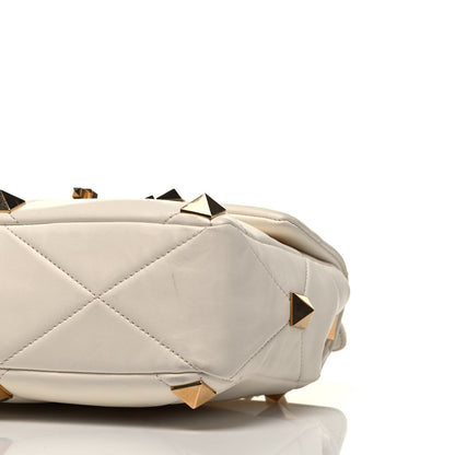 Valentino Garavani Nappa Large Roman Stud Shoulder Bag Ivory 7 of 9