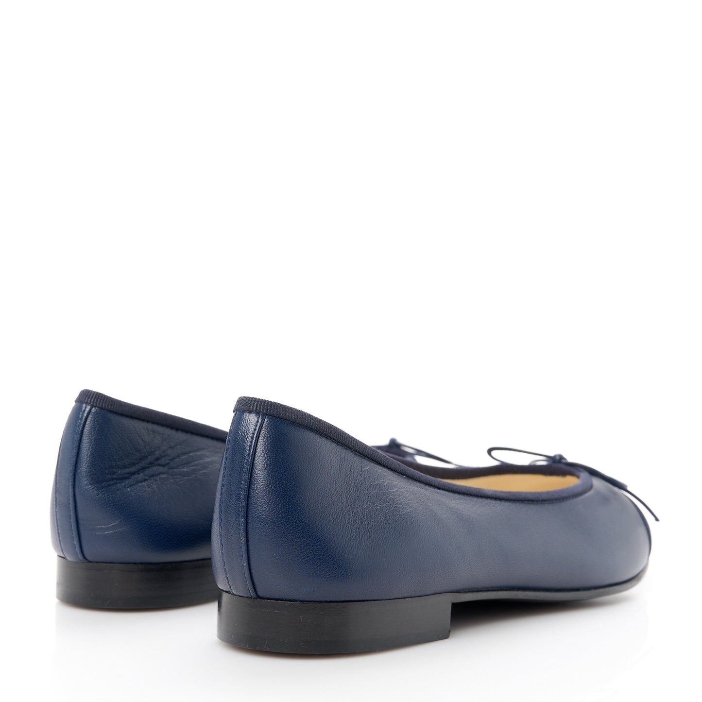 Lambskin CC Cap Toe Ballerina Flats 38 Navy