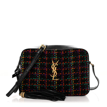 Saint Laurent Tweed Calfskin Monogram Lou Camera Bag Black 1 of 10
